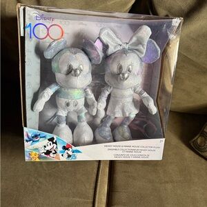 Disney Mickey & Minnie Mouse Silver Plush Duo